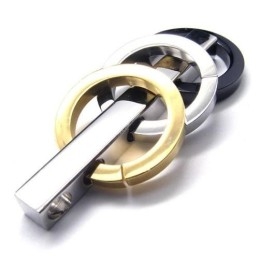 Collar Con Colgante De Tres Anillos De Titanio Puro Para Hombre @