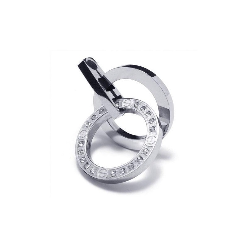 Collar Con Colgante De Anillos De Titanio Puro Y Plata Para Hombre (Nuevo)