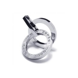 Collar Con Colgante De Anillos De Titanio Puro Y Plata Para Hombre (Nuevo)