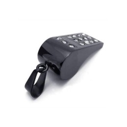 Collar Con Colgante De Silbato De Titanio Puro Negro Para Hombre (Nuevo)