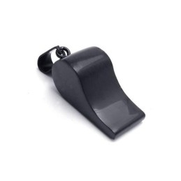Collar Con Colgante De Silbato De Titanio Puro Negro Para Hombre (Nuevo)