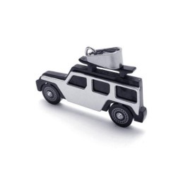 Collar Con Colgante De Jeep De Titanio Puro Y Plata Negra Para Hombre