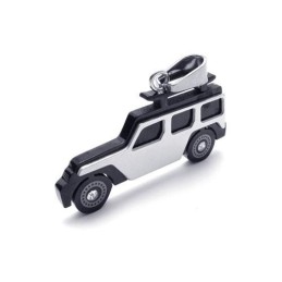 Collar Con Colgante De Jeep De Titanio Puro Y Plata Negra Para Hombre