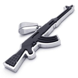 Collar Con Colgante De Rifle Ak47 De Titanio Puro Dorado Para Hombre