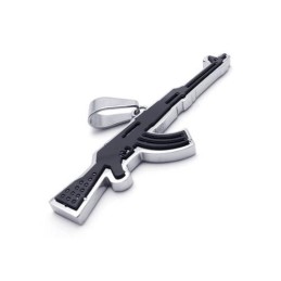 Collar Con Colgante De Rifle Ak47 De Titanio Puro Dorado Para Hombre