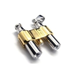 Collar Con Colgante De Binoculos De Titanio Puro Y Plata Dorada