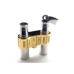 Collar Con Colgante De Binoculos De Titanio Puro Y Plata Dorada