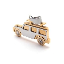 Collar Con Colgante De Jeep De Titanio Puro Dorado Para Hombre