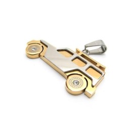 Collar Con Colgante De Jeep De Titanio Puro Dorado Para Hombre
