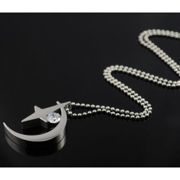 Colgante De Titanio Con Luna Y Estrella Y Circonitas