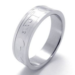 Anillo De Titanio De Alta Calidad Con Patrones De Moda Y Brillo De Color.