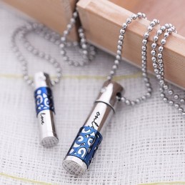 Colgante De Collar De Titanio Con Forma De Corazón Azul De Moda Para Amantes