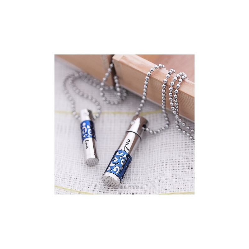 Colgante De Collar De Titanio Con Forma De Corazón Azul De Moda Para Amantes