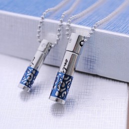 Colgante De Collar De Titanio Con Forma De Corazón Azul De Moda Para Amantes