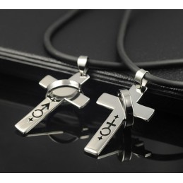 Collar Con Colgante De Corazón Para Amantes Con Símbolos Masculinos Y Femeninos