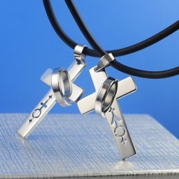 Collar Con Colgante De Corazón Para Amantes Con Símbolos Masculinos Y Femeninos