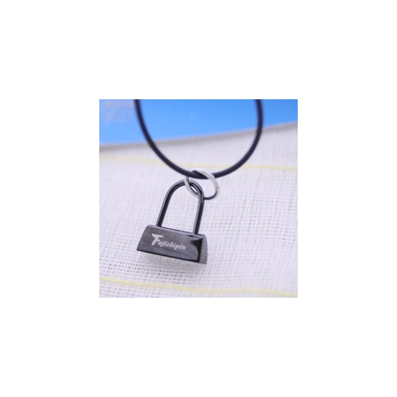 Collar Con Colgante De Titanio Con Candado Negro De Moda, Versículo Bíblico Y Cruz