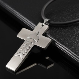 Colgante De Cruz De Titanio Con Diseño De Espina De Pescado De Moda