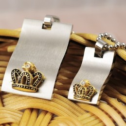 Collares De Titanio Con Colgantes Y Corona De Oro Para Amantes De Los Corazones
