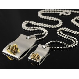 Collares De Titanio Con Colgantes Y Corona De Oro Para Amantes De Los Corazones