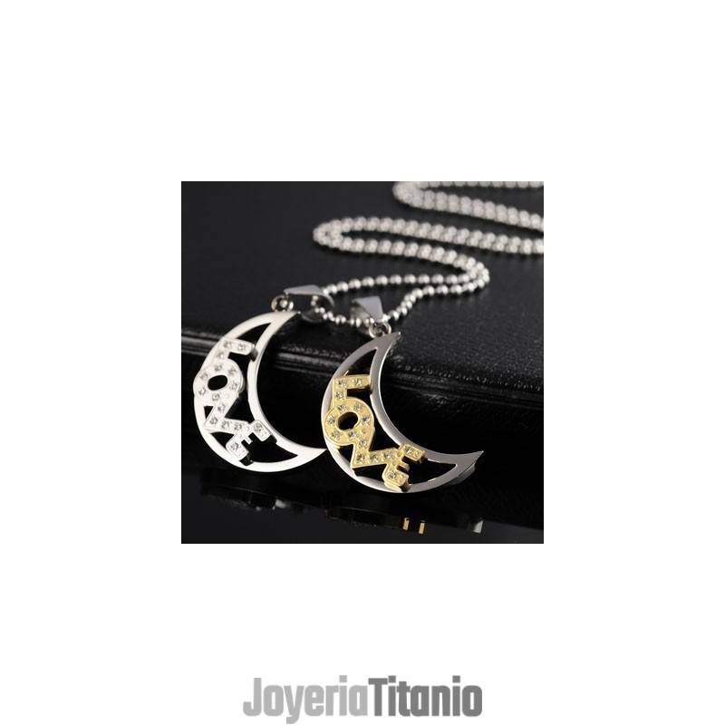 Collares Y Colgantes De Titanio Love The Moon Sweetheart Lovers