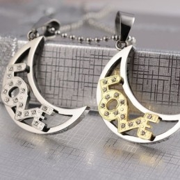 Collares Y Colgantes De Titanio Love The Moon Sweetheart Lovers
