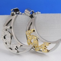 Collares Y Colgantes De Titanio Love The Moon Sweetheart Lovers