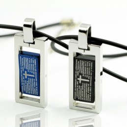 Collar Con Colgante De Titanio Con Cruz De Pie Jesu Para Enamorados