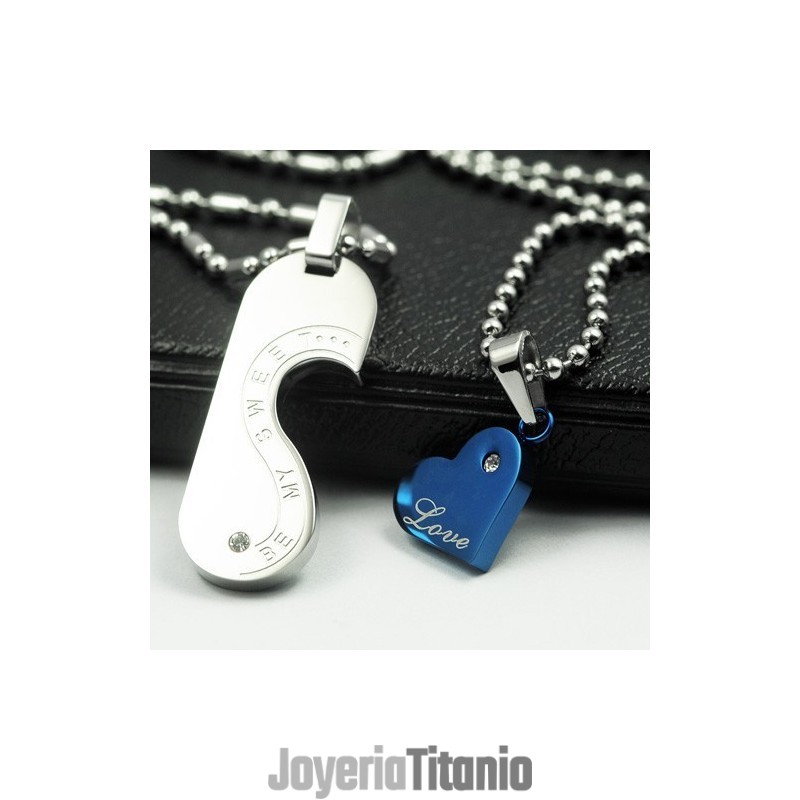 Collar Con Colgante De Titanio "Be My Sweet Love Sweetheart Lovers"