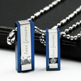 Collar Con Colgante De Titanio "Love Forever Sweetheart Lovers"