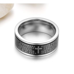 Anillo De Titanio Con Cruz Masculina "El Rey De La Cantidad"