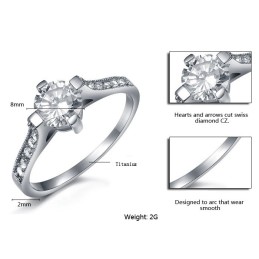 Anillo De Titanio Femenino Duradero Y De Uso Prolongado Con Diamantes De Imitación.