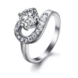 Anillo De Titanio Femenino De Alta Calidad Con Diamantes De Imitación
