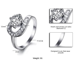Anillo De Titanio Femenino De Alta Calidad Con Diamantes De Imitación