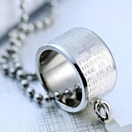 Anillo De Regalo De Moda Y Colgante De Collar De Titanio Con Cruz