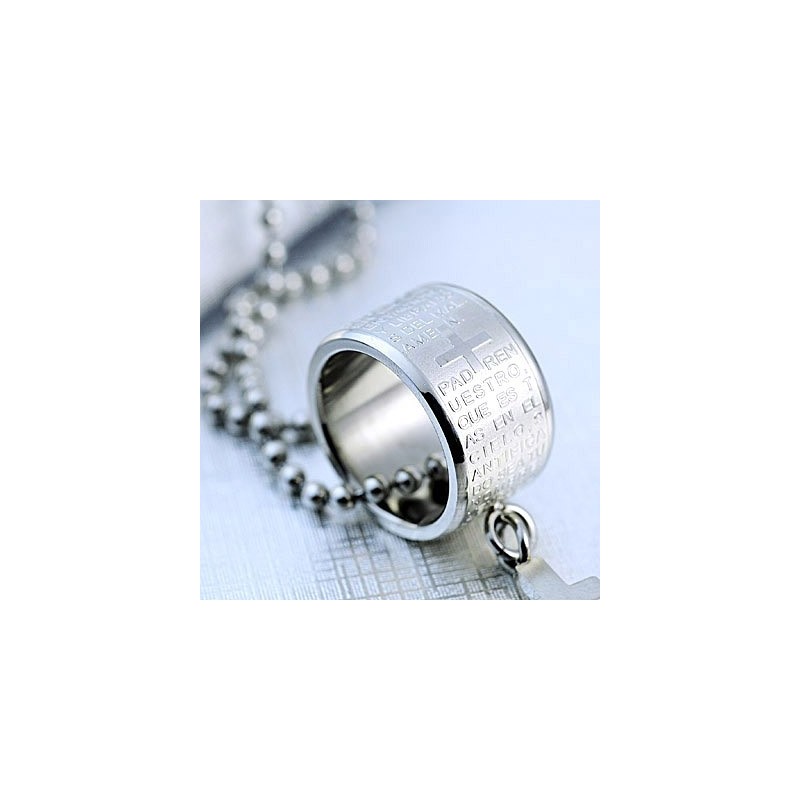 Anillo De Regalo De Moda Y Colgante De Collar De Titanio Con Cruz