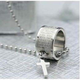 Anillo De Regalo De Moda Y Colgante De Collar De Titanio Con Cruz