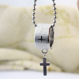 Anillo De Regalo De Moda Y Colgante De Collar De Titanio Con Cruz