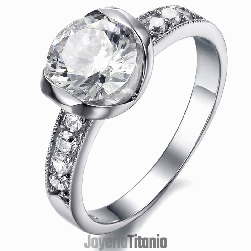 Anillo De Titanio Femenino Con Diamantes De Imitación Para Disfrutar De Una Alta Reputación En El País Y En El Extranjero.