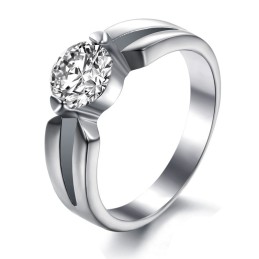 Anillo De Titanio Femenino Con Diamantes De Imitación Y Buena Reputación