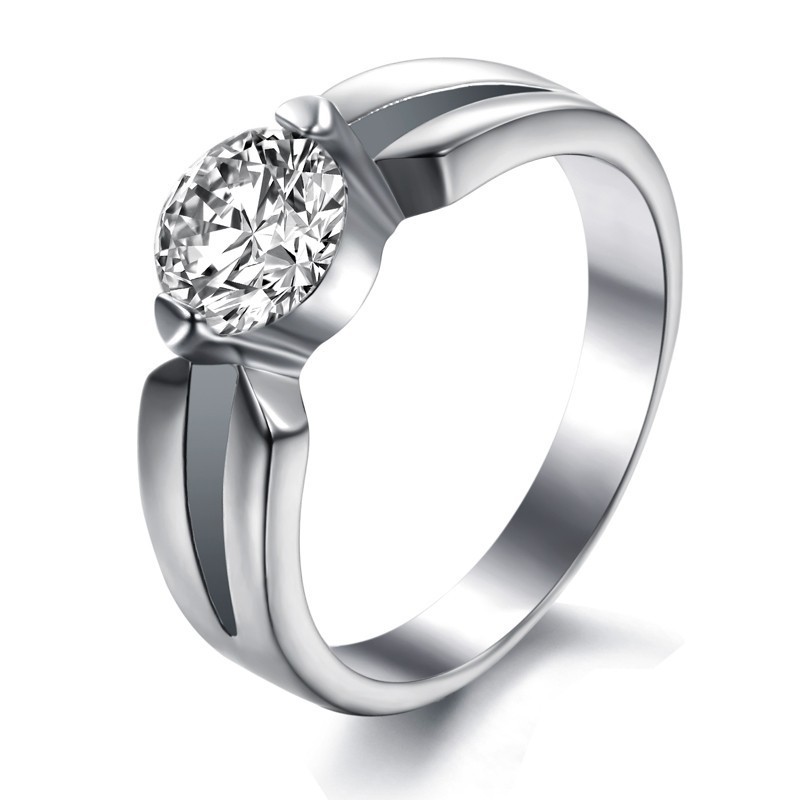Anillo De Titanio Femenino Con Diamantes De Imitación Y Buena Reputación
