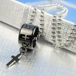 Anillo De Regalo De Moda Y Colgante De Collar De Titanio Negro Con Cruz