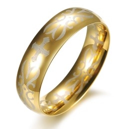 Anillo De Titanio Dorado De Calidad Superior Para Hombre
