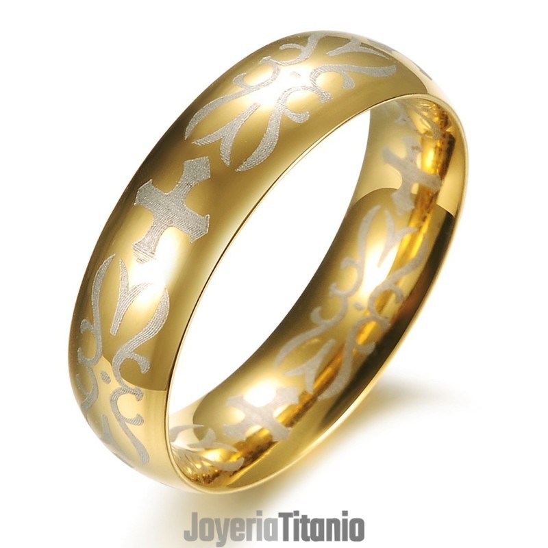 Anillo De Titanio Dorado De Calidad Superior Para Hombre