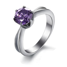 Anillo De Titanio Para Mujer Con Diamante Morado, Muy Popular En Todo El Mundo.