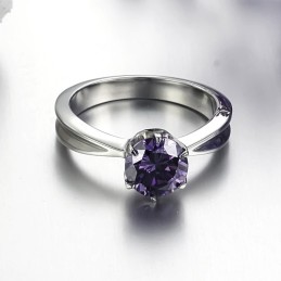 Anillo De Titanio Para Mujer Con Diamante Morado, Muy Popular En Todo El Mundo.