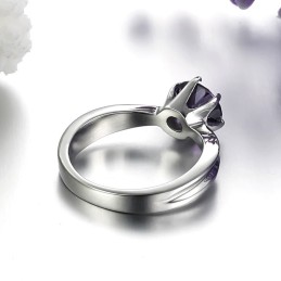 Anillo De Titanio Para Mujer Con Diamante Morado, Muy Popular En Todo El Mundo.