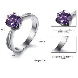 Anillo De Titanio Para Mujer Con Diamante Morado, Muy Popular En Todo El Mundo.