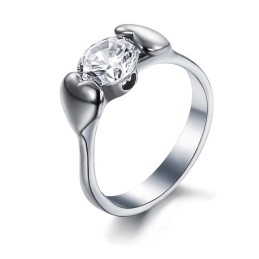 Anillo De Titanio Femenino De Calidad Estable Con Diamantes De Imitación