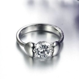 Anillo De Titanio Femenino De Calidad Estable Con Diamantes De Imitación